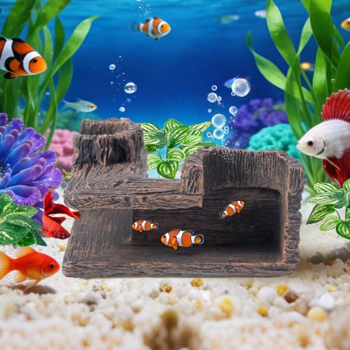 CousDUoBe Aquarium Cave | 90° Corner Fish Cave Viewing Tunnels Silk Aquarium Plants，Betta Fish Tank Accessories BPA-Free Premium Resin,Fish Tank Cave for Corners (5.1” x 2.7” x 2”) - size: Style A