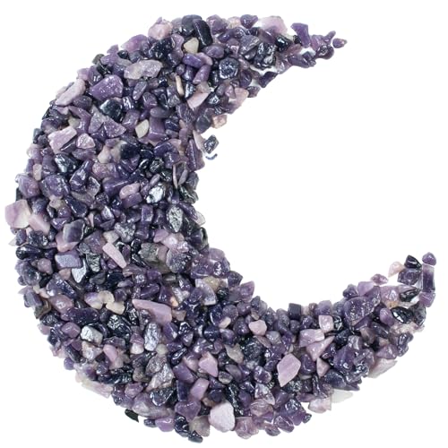 Crocon 1/2 LB Crushed Lepidolite Chips Bulk Stones 1100+ Carats Natural Quartz Pieces Irregular Shape Gemstones for House Warming Gifts New Home and Chakra healing crystals Home Decor gifts for women - color: Lepidolite, size: 1/2 Pound