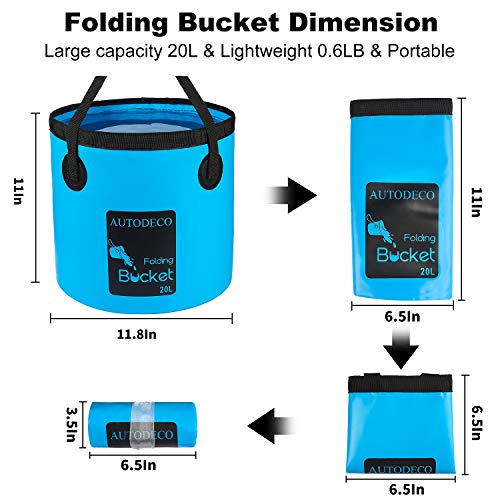 Collapsible Bucket 5 Gallon Container Folding Water Bucket Portable Wash Basin - color: 6pcs-2blue & 1orange & 1yellow & 1pink & 1black