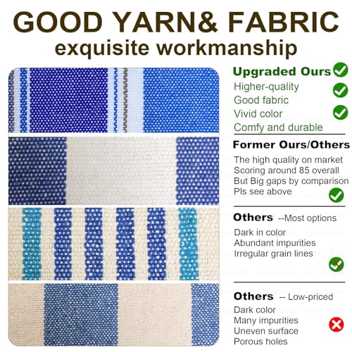 Double Hammock 2 Person Extra Large 220x150cm Total Length 330cm Load 500lb Canvas Cotton Hammock for Patio Porch Garden Backyard Lounging Outdoor and Indoor with Removable Spreader bar - color: Blue9