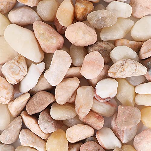 5lbs Natural River Rocks, Polished Pebbles for Plants Garden, 0.3-0.8 inch Decorative Peach Stones, Ideal for Fish Tank, Vases, Crafting, Home Decor and Garden Landscaping Rocks,Peach - size: 5 Pounds, style: Peach