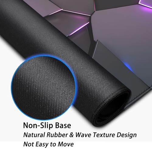 Cool Polygons Desk Pad Mouse Pad,Large XL Technology Mouse Mat with Stitched Edges,Non-Slip Rubber Base Mousepad for Office PC Keyboard Laptop and Home Work Desk Mat(27.5X11.8 in) - color: Cool polygons