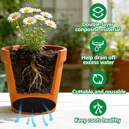 10 Pack Pot Mesh Drainage Discs, 9 Inch Thickened Drainage Hole Insert Pads, Reusable Plant Pot Bottom Mesh Mats for Indoor Outdoor Gardening to Prevent Soil Loss and Keep Root Healthy - color: 9 Inch-10 Pcs
