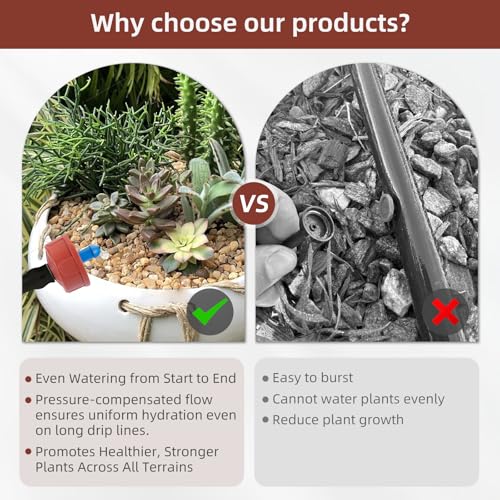 60PCS 0.5 GPH Pressure Compensating Drip Irrigation Spot Watering Drippers/Emitters, Self-Cleaning Constant Flow Drip Irrigation Emitters Heads Irrigation Drippers Parts for Drip Irrigation System