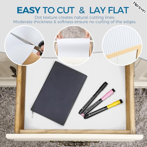 Hersvin Shelf Liners 10 in x 20 ft EVA Drawer Mats, Non-Adhesive Cupboard Pad, Kitchen Cabinet Lining Fridge Cushion (White Dot, 25.4cmx610cm) - color: White Dot, size: 10"W x 240"L