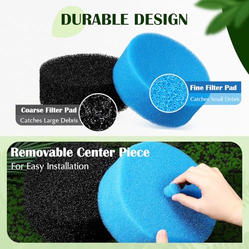 Rossesay 2 Pack Pond Replacement Filter Pads Coarse and Fine Filter Pond Pads Small for Outdoor Water Aquarium Fountain Compatible with Qfp900 and Qfp1250Uv