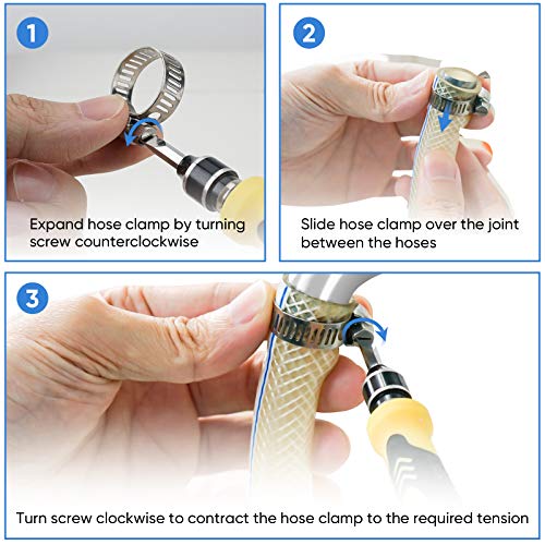 TICONN 40PCS Hose Clamp Set - 1/4''–1-1/8'' 304 Stainless Steel Worm Gear Hose Clamps for Pipe, Intercooler, Plumbing, Tube and Fuel Line - size: 40 Pcs Kit, Combo