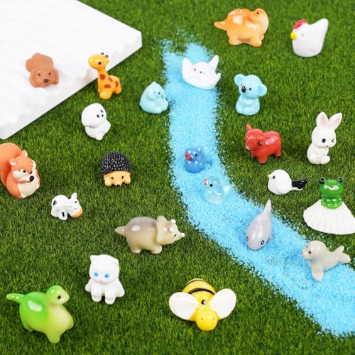 BeadRiver 50PCS Mini Resin Animals Bulk Tiny Animals Miniature Figurines Variety Pack for Micro Fairy Garden, Dollhouse, Aquarium Decor, Hide and Seek Crafts, Classroom Prizes, Party Favor - style: 50 Pcs Mini Resin Animals