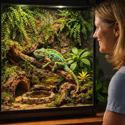 HERCOCCI 5 Pack Reptile Plants, Terrarium Hanging Plants Vines Artificial Leaves Habitat Decorations with Suction Cup for Bearded Dragon Hermit Crab Lizard Snake Geckos Chameleon - color: 5 Pack