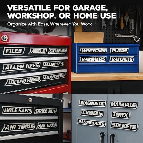 12 Pack Magnetic Box Labels for Drawer Organization, Reusable Magnetic Tags for Steel Cabinets & Carts (Black) - color: Black