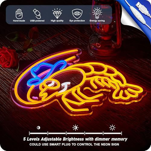 Shrimp Neon Sign Cowboy lobster LED Light for Wall Decor Seafood Light Up Signs Wall Art for Seafood Restaurants Pub Store Man Cave (Orange Shrimp) - color: Orange Shrimp