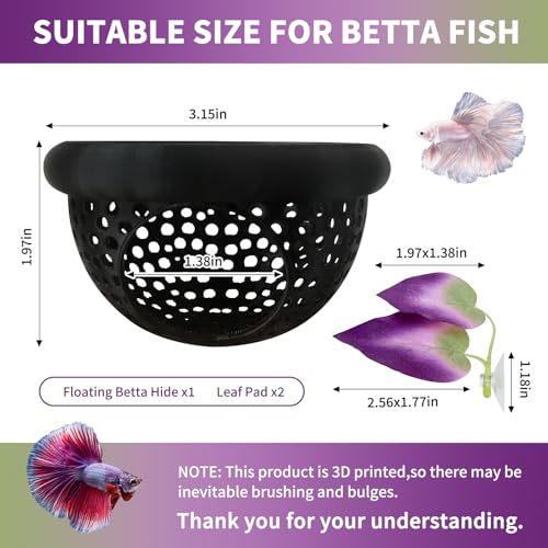 3Pcs Betta Fish Tank Accessories-Floating Betta Hide & Fish Leaf Hammock, Feeder, Hiding Spots for Betta Fish