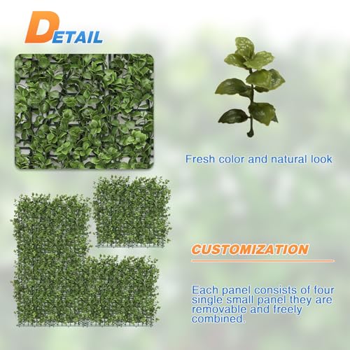 TANG 20"x20"-1PC Artificial Greenery Boxwood Panels Grass Wall Panel, Faux Privacy Fence Ivy Screens Backdrop Fake Hedge for Indoor Outdoor Wedding Décor, Olive Reineckea carnea Panel - color: Olive Reineckea Carnea Panel, size: 20"x20"