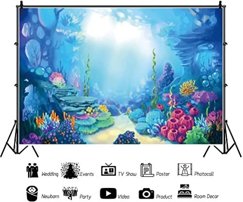 Yeele 15x10ft Under The Sea Backdrop for Photography Wonderland Underwater Background for Kids Children Birthday Party Ocean Theme Baby Shower Photo Booth Studio Decorations Cake Table Banner Vinyl