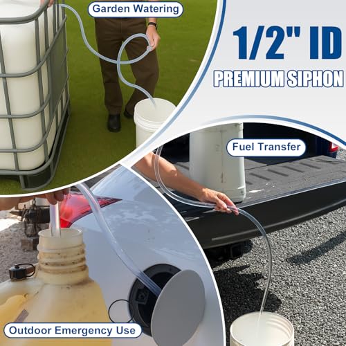 wadoy Shaker Siphon Hose 1/2" 10ft,Gas Siphon Pump for Gasoline/Fuel/Water Transfer,Safety Self Priming Hose (2 Pack) - size: 2 Pack 10FT