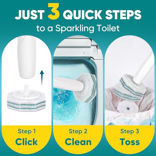 30Ct Aromative Toilet Brush Refills, Toilet Bowl Cleaner Refills, Double-Layer Cleaning Pads Added, Compatible with Most Toilet Brushes，Rainforest Scent（Patented） - color: Rainforest