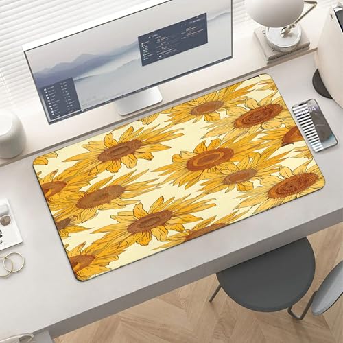XXL Gaming Mouse Pad Sunflower Vintage Flower XXL Gaming Mouse Pad Large Desk Mat Protector for Desktop, Anti-Slip Rubber Extended Computer Keyboard Mat Writing Pad, 11.8 * 27.5 in,B-1484 - color: B-1484, size: 11.8*27.5 In