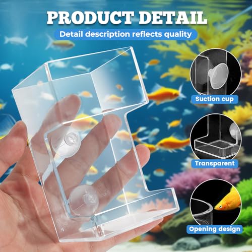 No Mess Aquarium Feeder, 2026 New Acrylic Clear Fish Tank Feeder with Suction Cup, Preventing Food Scattering (Round+Square) - color: Round+Square