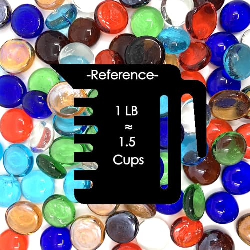 CYS EXCEL Assorted Mix Colors Glass Gemstone Beads Vase Fillers (2 LBS) Flat Marble Beads Multiple Color Choices Aquarium Decor Rocks Floral Stones Decorative Mosaic Gem Pebbles - color: Assorted, size: 2 lb