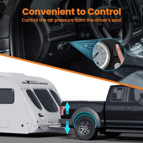 maXpeedingrods On Board Air Compressor System with Low Pressure Sensor Analog Gauge Air Line Fittings Universal Air Compressor Kit for Trucks Vans