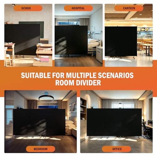 Room Divider Panel, Siebwin 3 Panel Folding Privacy Screens with Wider Feet, 12 Ft Portable Room Partition for Room Separator, Room Divider Screen Partition Room Dividers Freestanding - size: 3 Panel 12FT W