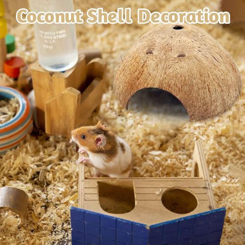 4 PCS Natural Coconut Reptile Hideouts Lizard Coco Hut Hermit Crab Hut Aquarium Fish Hide Cave Spider Snail Climber Toys - size: 4 PCS Smooth Surface