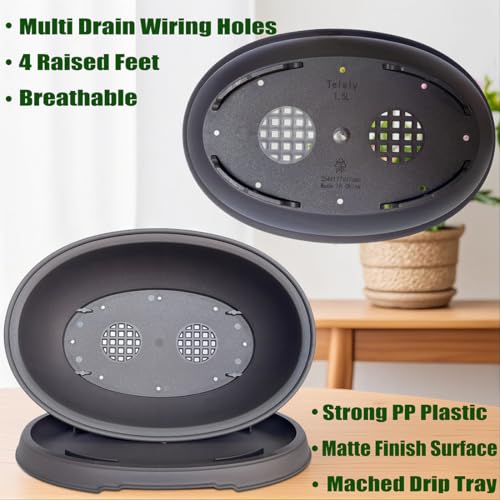 MUZHI 3 Pack Oval Bonsai Pot with Drainage Tray, Matte Finish Plastic Bonsai Growing Planters with Tools for Home Garden Plant Container (9.1" Large) - size: 9.1" Large