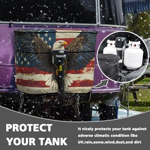 American Flag Eagle Wings RV Propane Tank Cover Polyester Travel Trailer/Camper Tank Cover Standard Tank Cover Tank Soft Cover with Zip Close Easy to Install - color: American Flag Eagle Wings, size: Small-Double 20LB