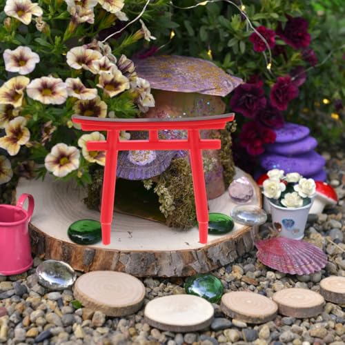 PRETYZOOM 4pcs Japanese Torii Gate Miniature Decoration Mini Red Shinto Temple Torii Garden Gate Ornament for Fairy Zen Garden Fish Tank Landscape Accessories
