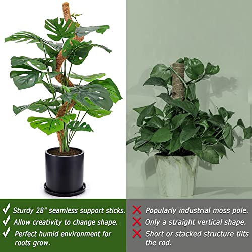 Soupiar 2-Pack 28" Bendable Moss Pole for Monstera, Rust-Free Aluminum Core Plant Support Stakes, Sturdy Stakes to Train & Grow Indoor Climbing Plants Upright (13.2ft Jute Rope Included) - color: 2 × 28 Inch