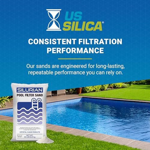 U.S Silica Silurian 20-Grade Silica Quartz Filter Sand for Pool Pump System, 50 lb Bag - White Filtration Media for Crystal Clear and Cleaner Water in Inground & Above Ground Swimming Pools