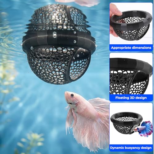 Betta Hammock Betta Fish Bed Floating Bettas Hide & Shrimp Cave, Aquarium Hiding Feeding Decorative Accessories, Safe Resting Spot for Betta-Fish, Shrimp and Small Fish (Black, 2 PCS)