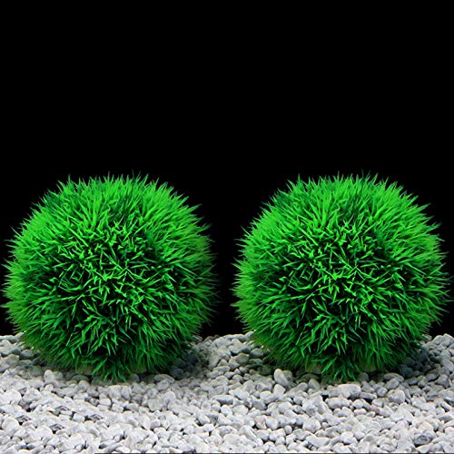 Besimple 4 Pack Aquarium Plastic Plants Grass Ball, Artificial Marimo Balls Green Water Plants Fish Tank Decorations