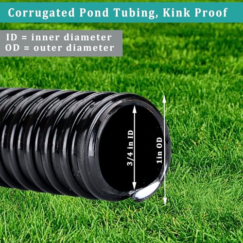 Pond Hose ID 3/4” × 50ft Black Corrugated Flexible Reinforced PVC Hose Vinyl Tubing for Pond Pump Fountain Garden Waterfall, Non-toxic & Kinkproof, with 2 clamps - size: 3/4 Inch, style: 50 Feet