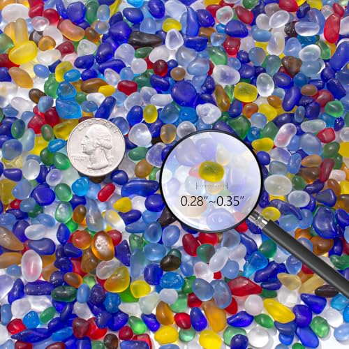 Keedolla 0.5 Lb Colorful Fish Tank Rocks Gravel for Aquarium, 6-9mm Frosted Sea Glass Stones Pebbles Fish Tank Beads Glass Gemstones for Vase Fillers, DIY Crafts, Home Decor - color: Rainbow, size: 0.5 LB
