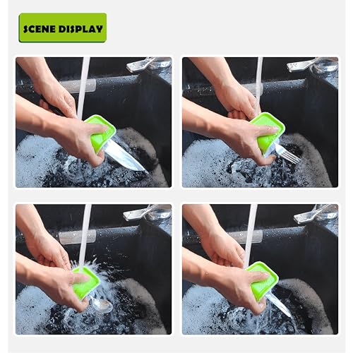 Openable BladeBrush Knife and Cutlery Cleaner Brush, Silverware Scrubber, Bristle Scrub for Kitchen Washing, Non-Slip, U-Design,Green,Retractable (KCCB-O) (1)