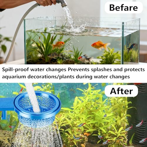 Aquarium Water Change Diffuser, Spill-Free Tool for Rimless & Rimmed Fish Tanks, Protects Substrate & Plants, Safe for Fish and Shrimp (Large) - size: Large