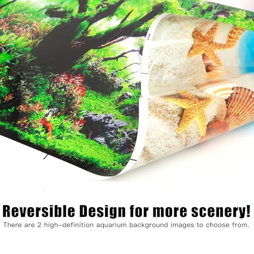 Lainrrew Aquarium Background Poster HD, Dual-Sided Water Plants & Fish Tank Landscape, 16"x40", Vivid Marine Life, Waterproof Scenery, Easy to Install, Durable Tank Decor (Type 5) - color: Type 5