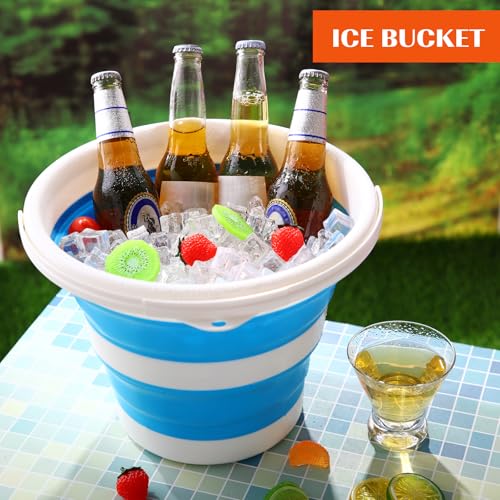 Pickmesh 4 Pcs Collapsible Bucket 2.6 Gallon (10l) Foldable Collapsible Sand Bucket with Handle Small Cleaning Pail for Household Outdoor Car Washing Camping Beach Sand (Blue, Pink, Orange, Gray) - color: Blue, Pink, Orange, Gray, size: 2.6 Gallon