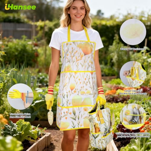 Yellow Garden Tools Set for Women, iHansee 10-Piece Gardening Tool Kit with Handbag, Non-Slip Ergonomic Handles, Gardening Gift for Women, Mom, Garden Lovers - style: Yellow