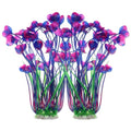 Large Aquarium Plastic Plants, Tall Aquarium Plants, Big Aquarium Plastic Plants for Fish Tanks Decor, 15.75" Height (Purple Green, 2pcs)