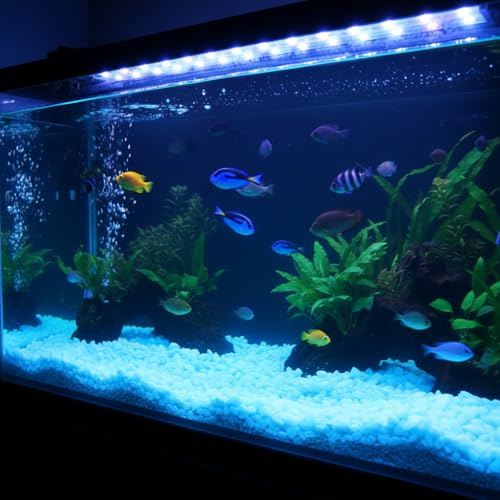 Shiny Stone Glow in The Dark Aquarium Neon Gravel Sand, Decorative Rocks for Fish Tank and Fairy Garden, Home Dec,305g/0.67lbs (8-15mm, Sky Blue) - color: Sky Blue, size: 8-15mm