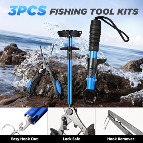 PLUSINNO Fishing Backpack with Fish Rod and Reel Combos Tackle Boxes, Waterproof Tackle Backpack for Fishing Gear with Rod Holder, Fish Gifts for Men with Tool Kit - color: Black Camo Backpack With Rod and Reel Combo