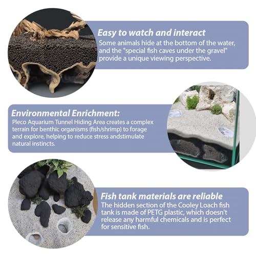 Aquarium Decor, Natural Curve Under Gravel Tunnel Cave, Fish Cave for Aquarium, 3D Printed Fish Tank Tunnel Decor for Betta, Guppy, Shrimp, Cory, Small Cichlid (Small) - size: Small