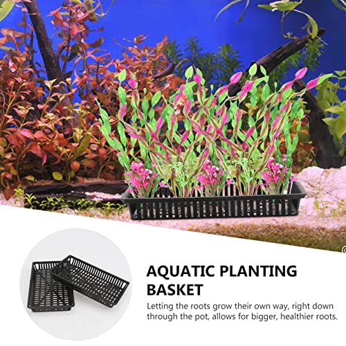 POPETPOP Aquarium Plastic Plant Basket 5-Pack Water Grass Pots with Drainage for Hydroponic Root Cultivation Fish Tank and Pond Planting