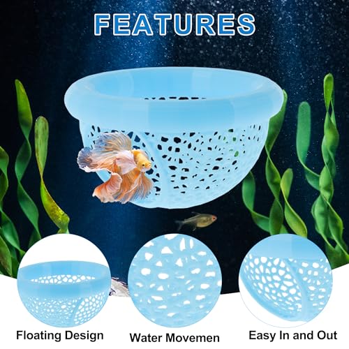 Betta Hideout Cave, Aquarium Floating Betta Hideout, Multi-Functional Betta Fish Hammock, Blue - color: Blue