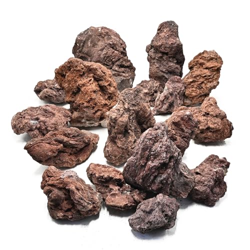 Natural Volcanic Lava Rock Stones for Fire Pit 4"-9" Natural Rocks for Fish,Fire Bowls,Gas Log Sets,Fireplaces,Decorative Landscaping & Outdoor Garden Projects-15lb 6-7pcs - color: Red, size: 15lb 6-7pcs(4-9inch)