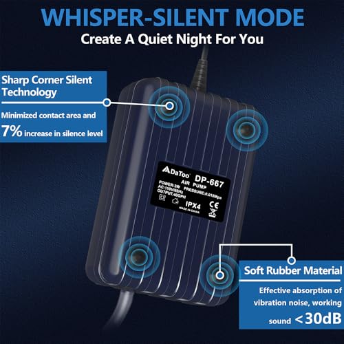 Aquarium Air Pump Compact Fish Tank Air Pump Quiet Aquarium Bubbler Aerator Buckets Oxygen Aerator Pump for 1 to 20 Gallon Fish Tanks