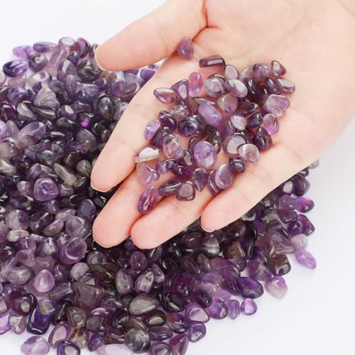 2lb Amethyts Chips Healing Crystal Stone for Aquarium Vase Plant Decoration Jewelry DIY - color: Purple crystal