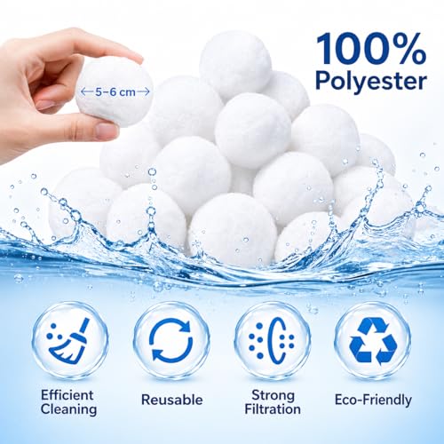 1.5 lbs Pool Filter Balls for Sand Filter, Reusable Fiber Filter Media Replaces 55 lbs Sand, Efficient Pool Cleaning for Swimming Pools & Filter Pumps - color: 1.5 Pounds